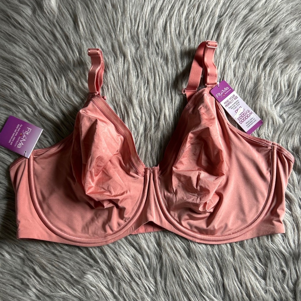 Fit For Me Fruit Of The Loom Unlined Bra Womens Size 42DDD Pink Underwire Smooth